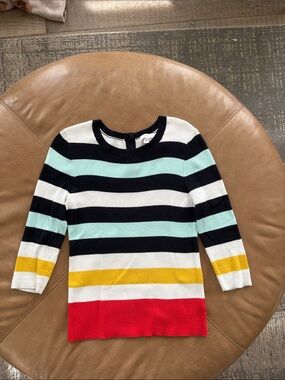 1901 Striped Crewneck Sweater in Black, White, Mint, Yellow & Red